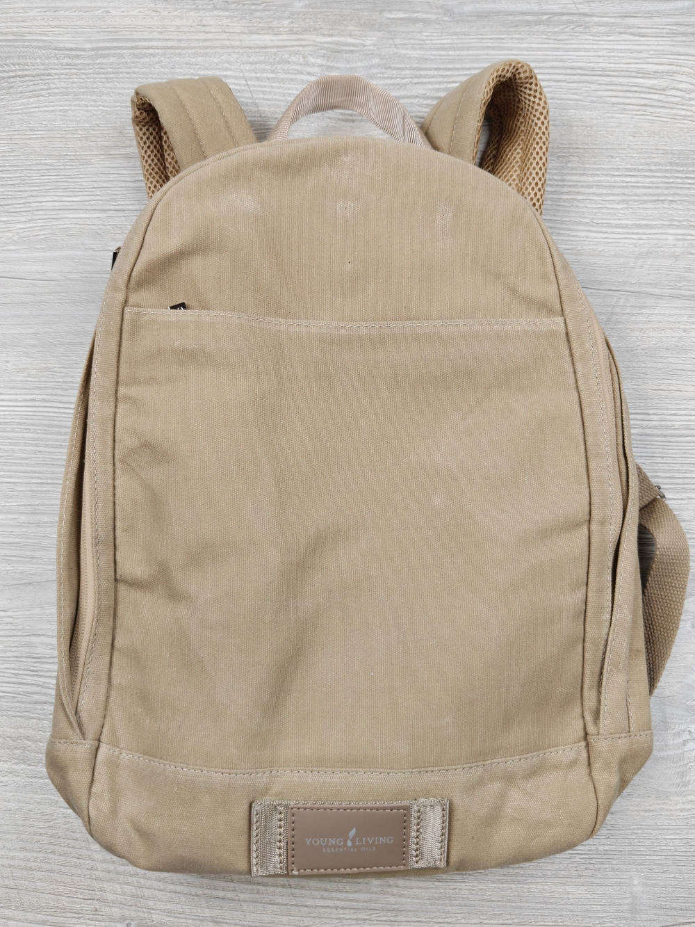Young Living Essential Oils Tan Beige Canvas Backpack Bag Travel Daypack